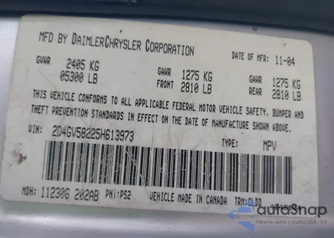 2005 Dodge Magnum Rt z USA, uszkodzony, nr VIN 2D4GV58225H613973